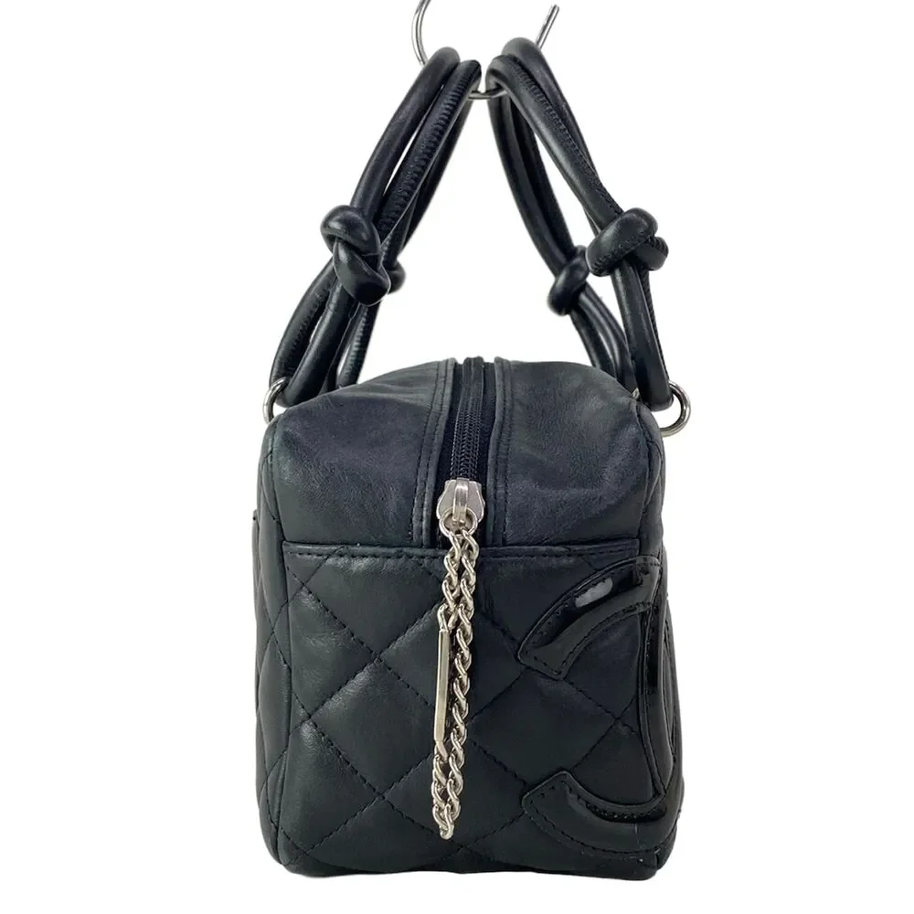 Chanel Cambon Mini Bowling Bag Handbag A29792 Lambskin Patent Leather